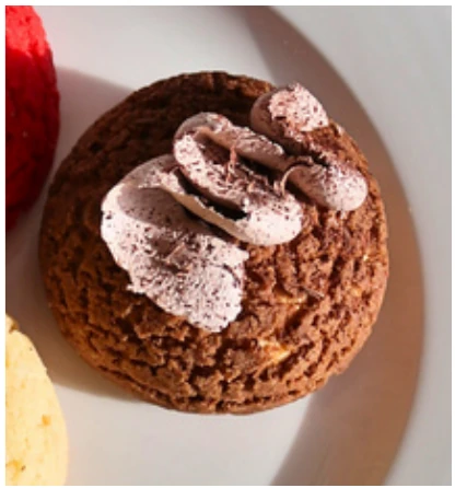 Chocolate cream puff from the Choijin finger food special set menu.