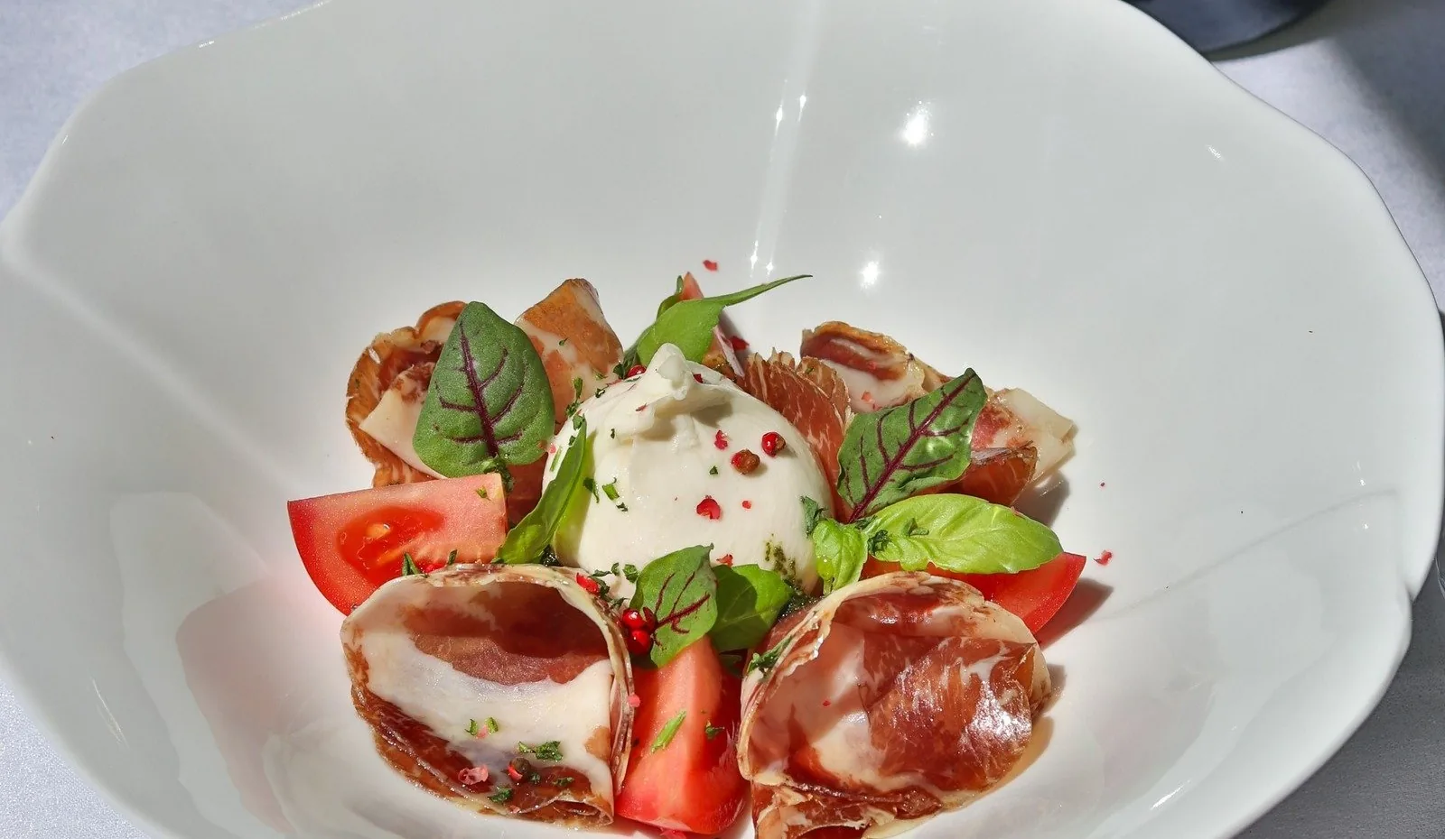 Coppa meat burrata salad